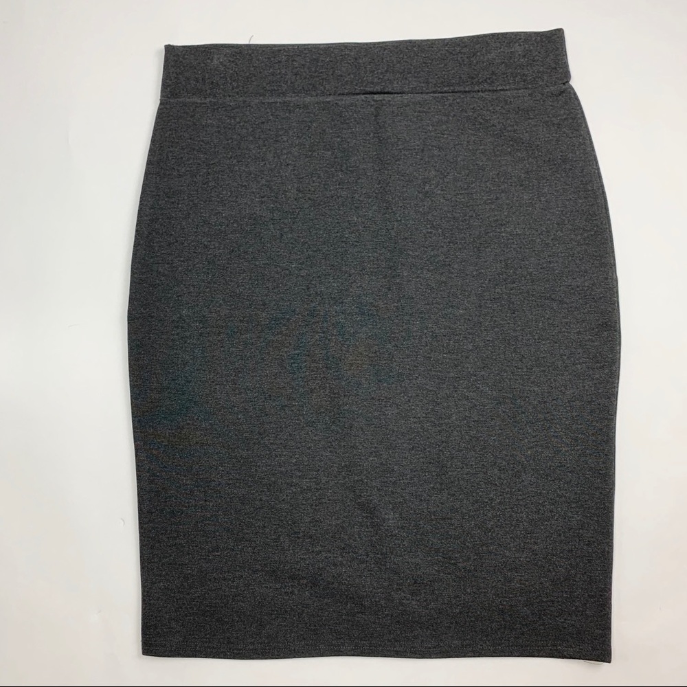 Charcoal gray stretch pencil skirt